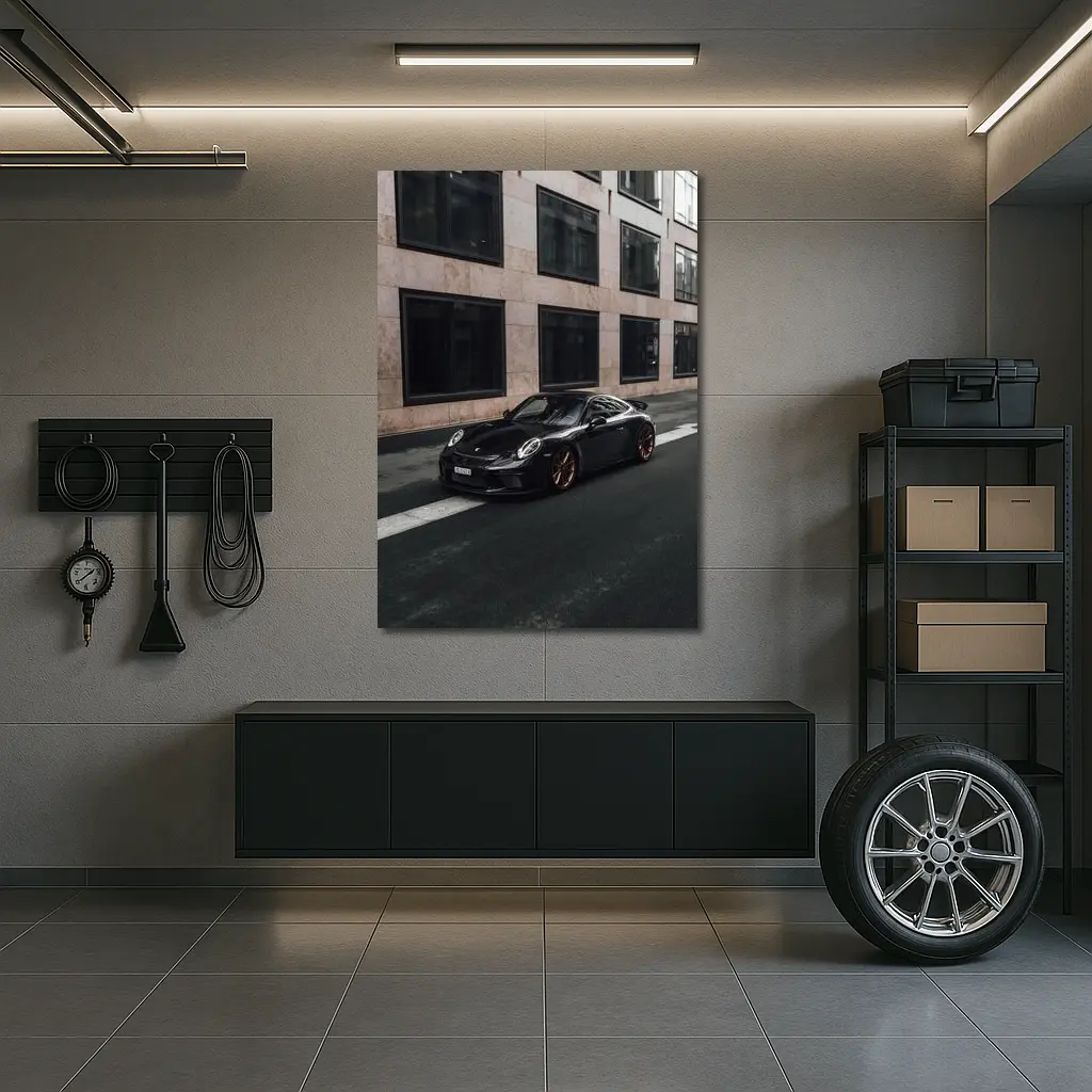 Black Porsche 911 GT3 City Street – Wall Art