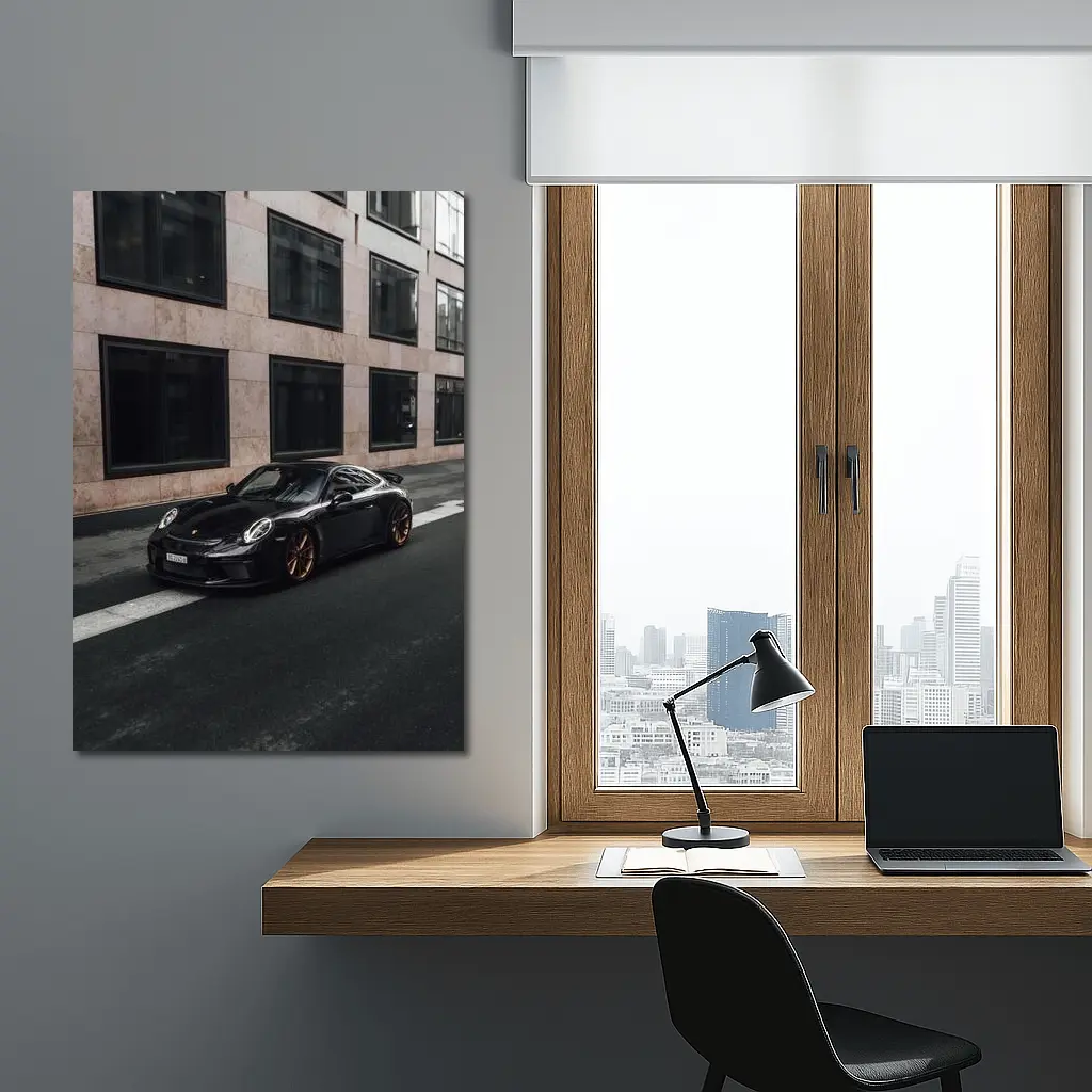 Black Porsche 911 GT3 City Street – Wall Art