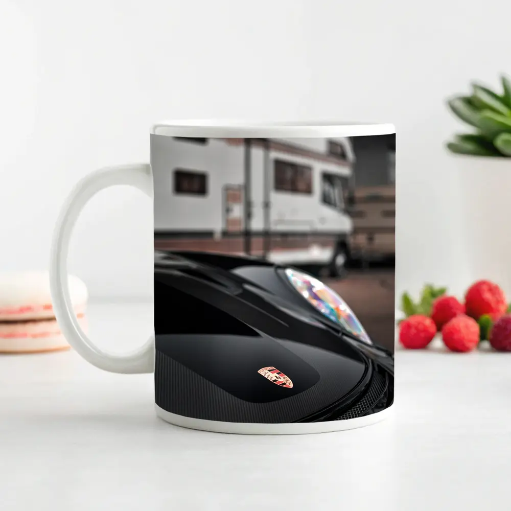 Porsche Black Hood Crest Close Up – Mugs