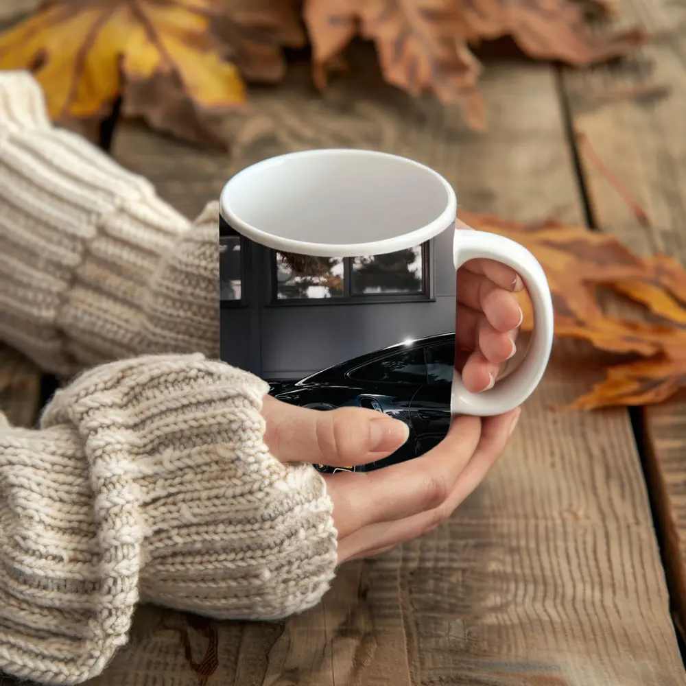 Black Porsche 911 Parked Near Building – Mugs