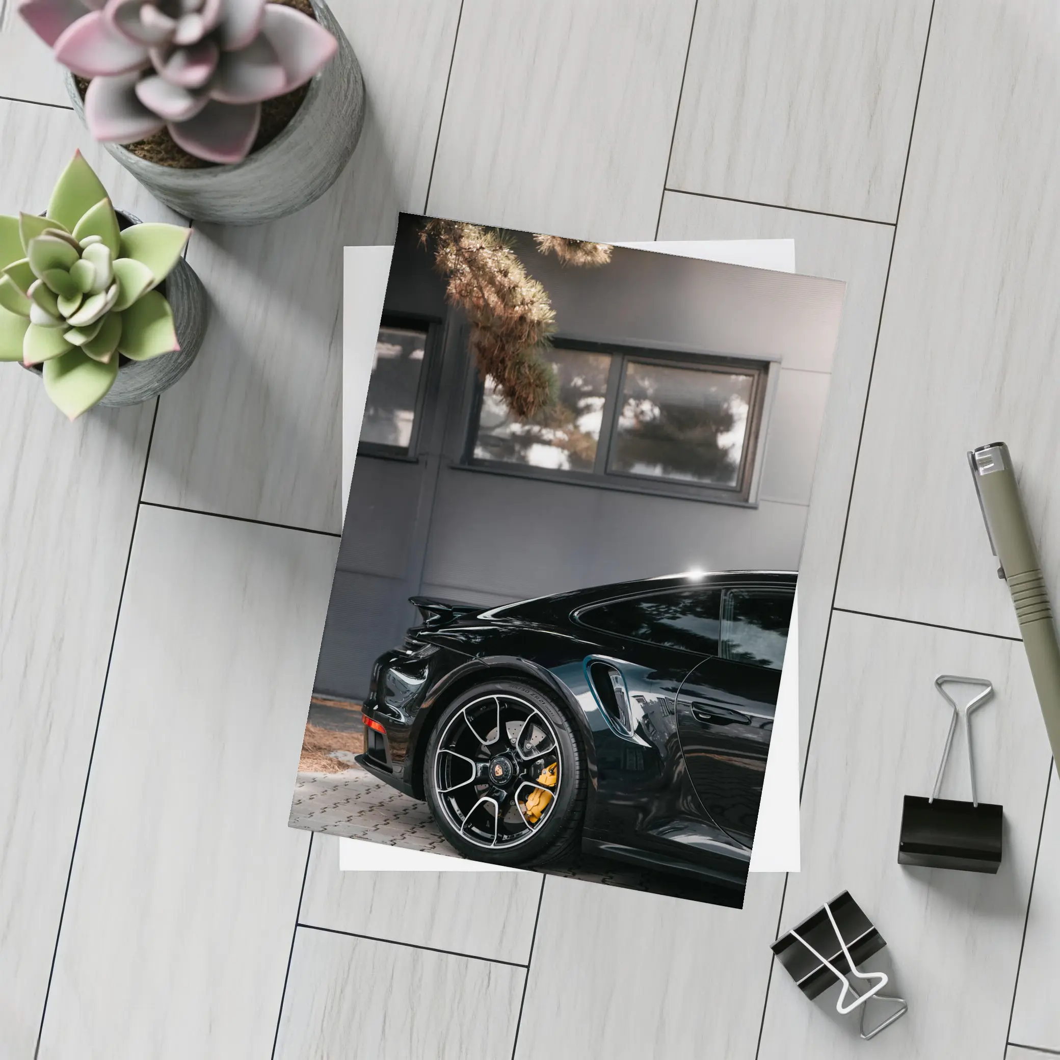 Black Porsche 911 Parked Near Building – Postcards