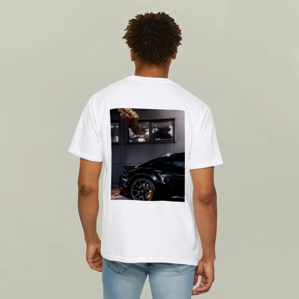 Black Porsche 911 Parked Near Building – T-Shirts