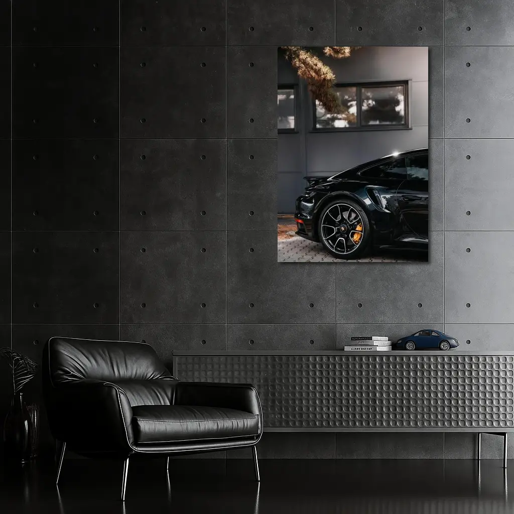 Black Porsche 911 Parked Near Building – Wall Art