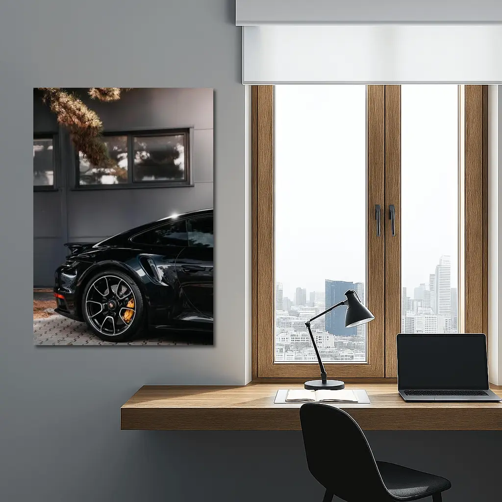 Black Porsche 911 Parked Near Building – Wall Art