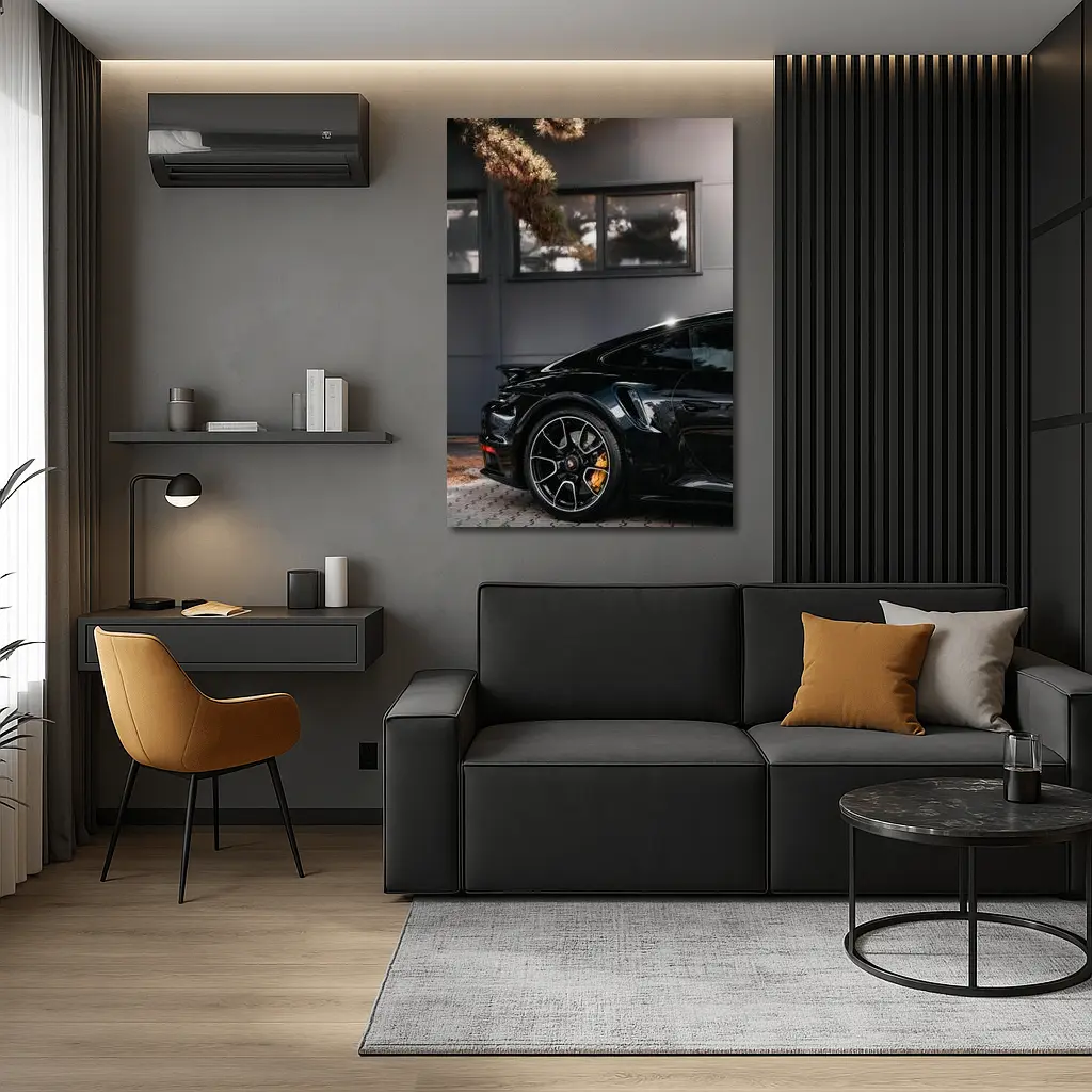 Black Porsche 911 Parked Near Building – Wall Art