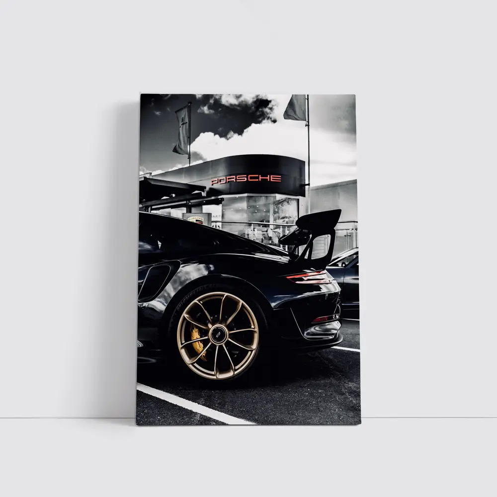Porsche GT2 RS Black Gold Wheels Dealership – Wall Art