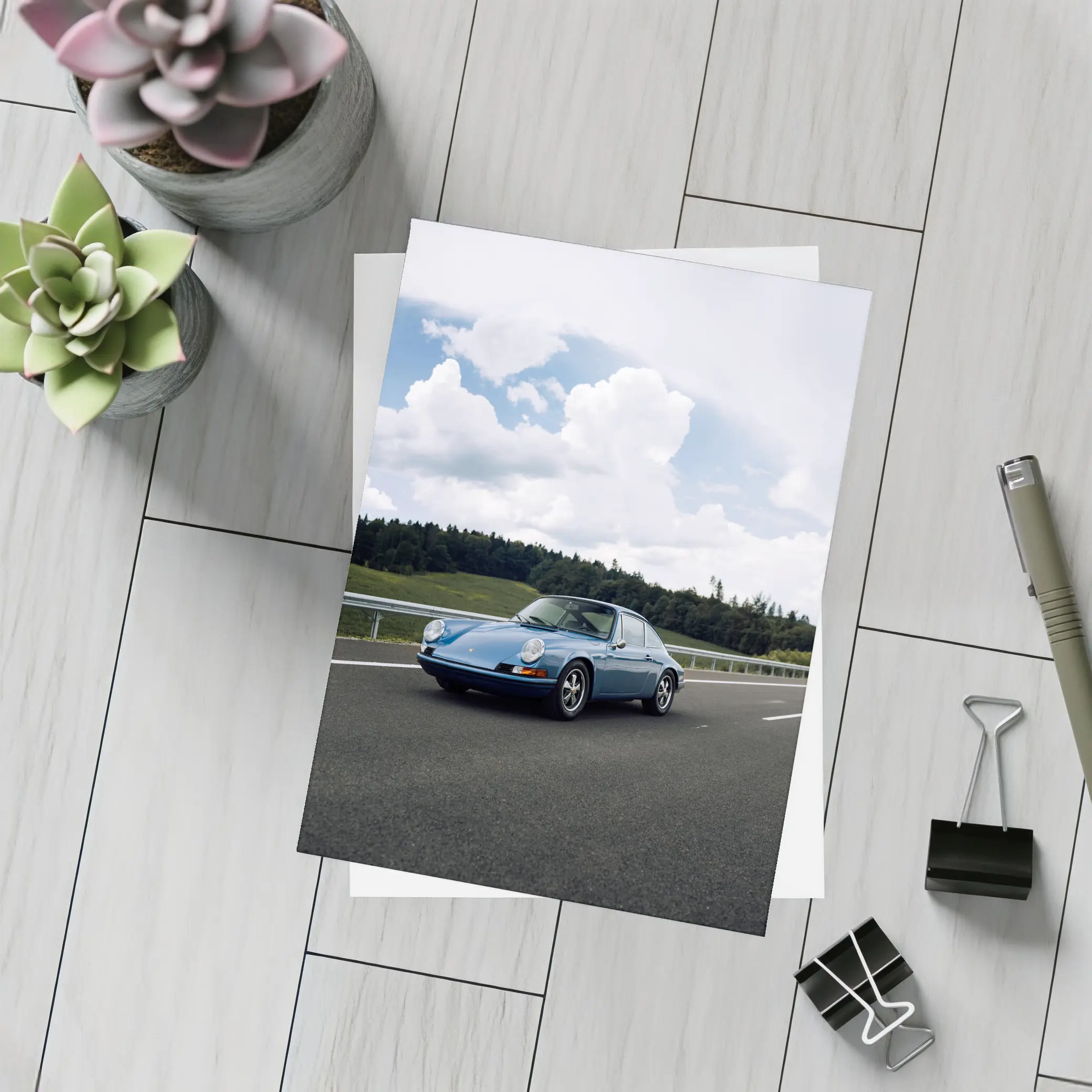 Porsche 911 Classic Blue Highway Drive – Postcards