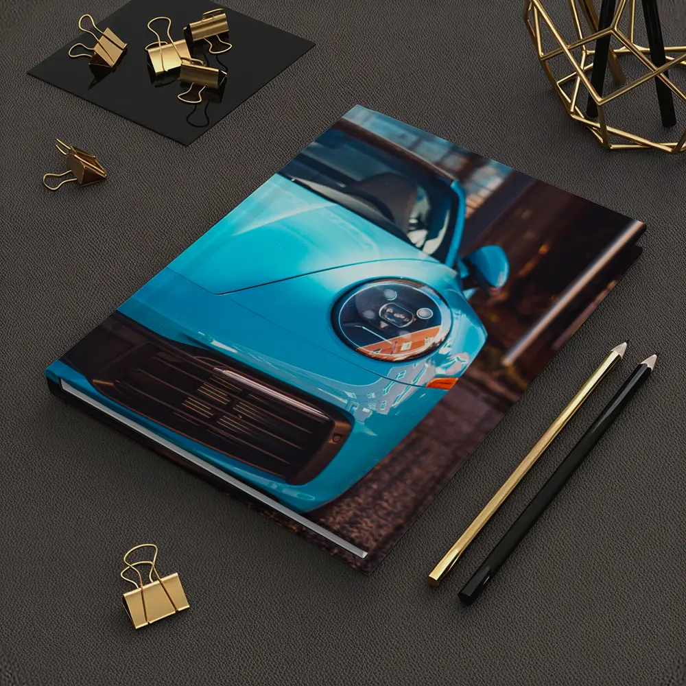 Porsche 911 Miami Blue Front Close Up – Notebooks