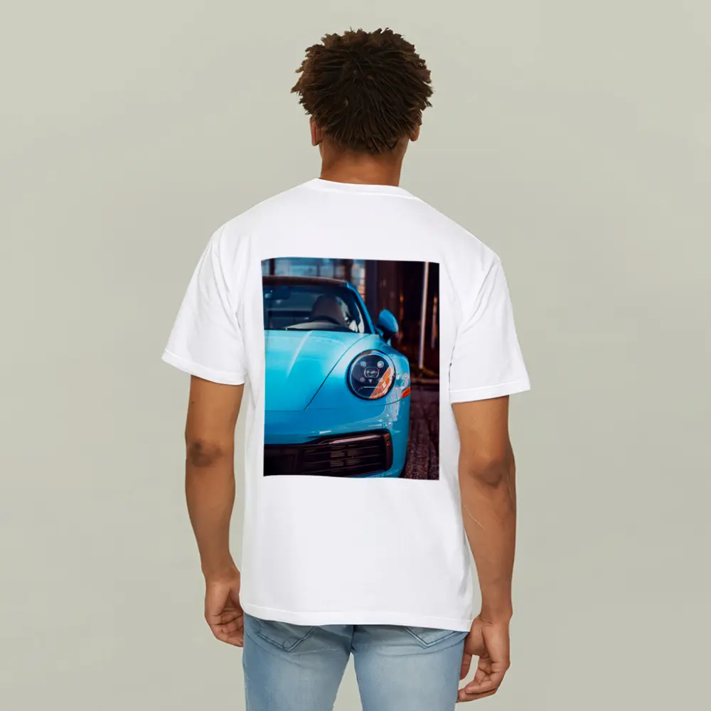 Porsche 911 Miami Blue Front Close Up – T-Shirts