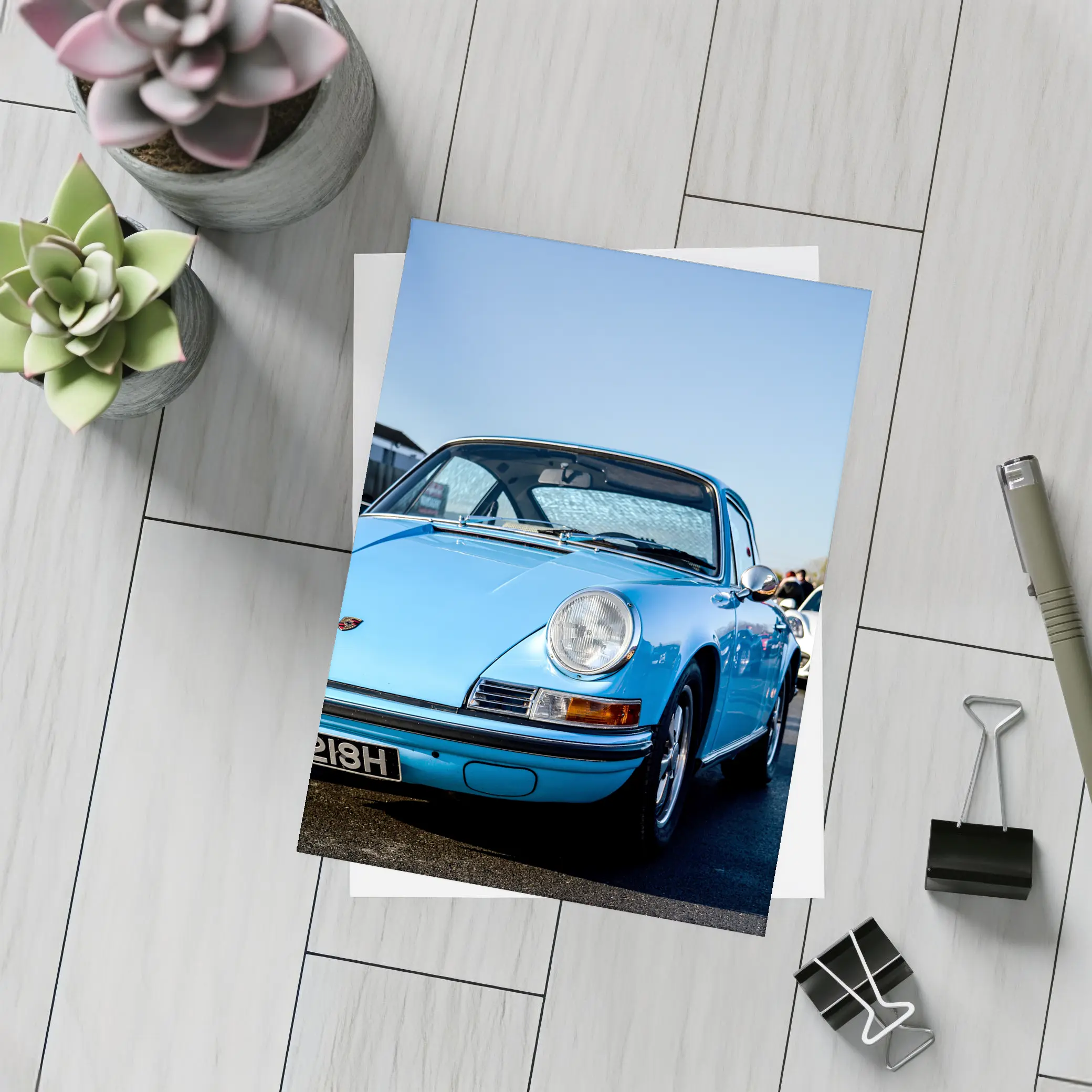 Classic Porsche 911 Blue Sunny Day – Postcards