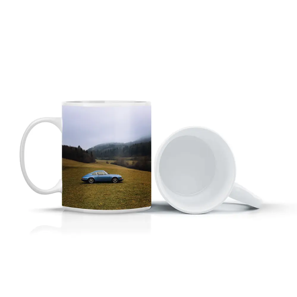 Porsche 911 Blue Classic Misty Countryside – Mugs