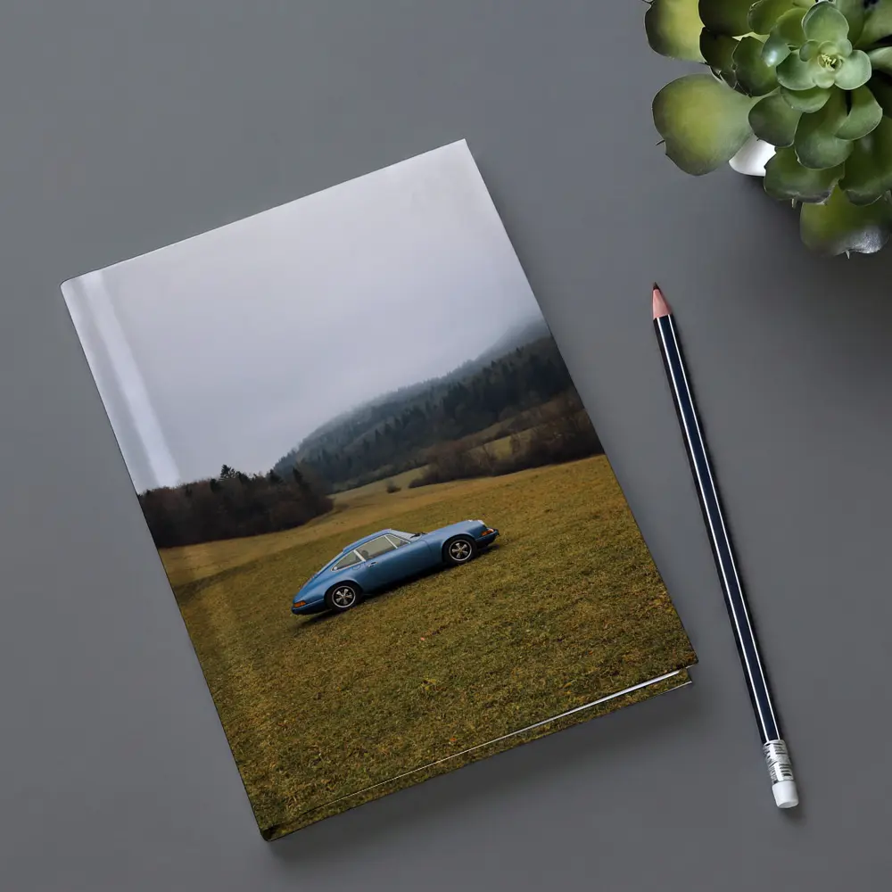 Porsche 911 Blue Classic Misty Countryside – Notebooks
