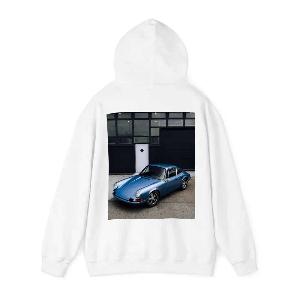 Classic Porsche 911 Blue Industrial Garage – Hoodies