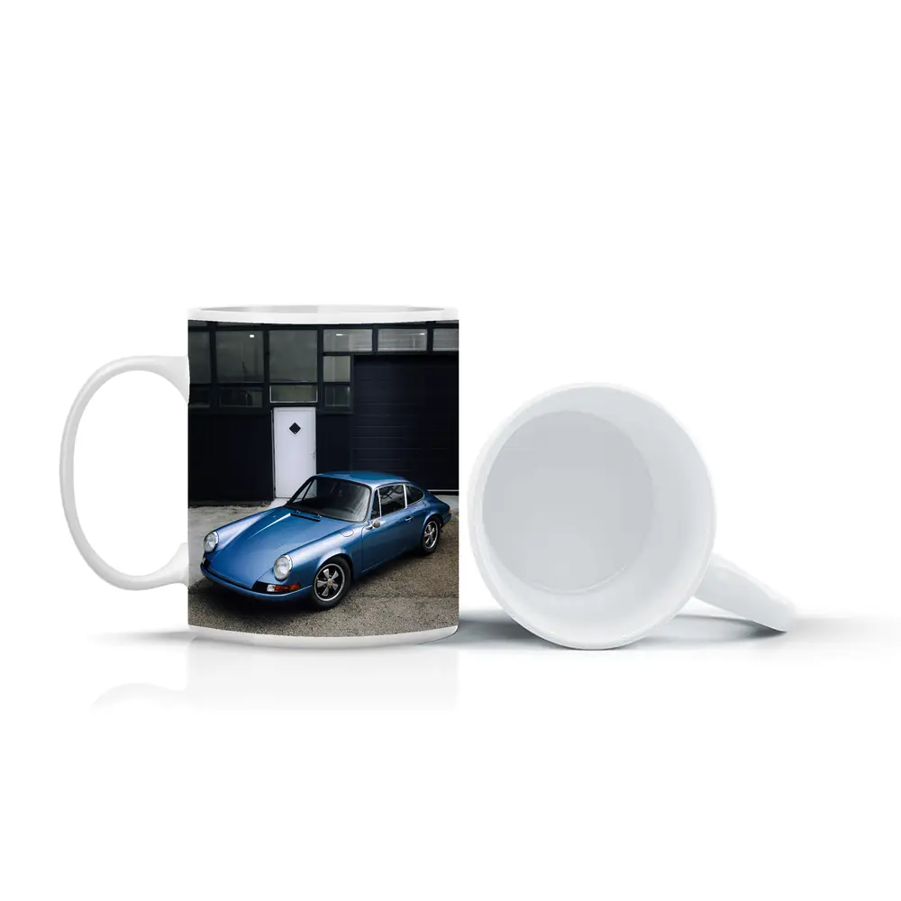 Classic Porsche 911 Blue Industrial Garage – Mugs