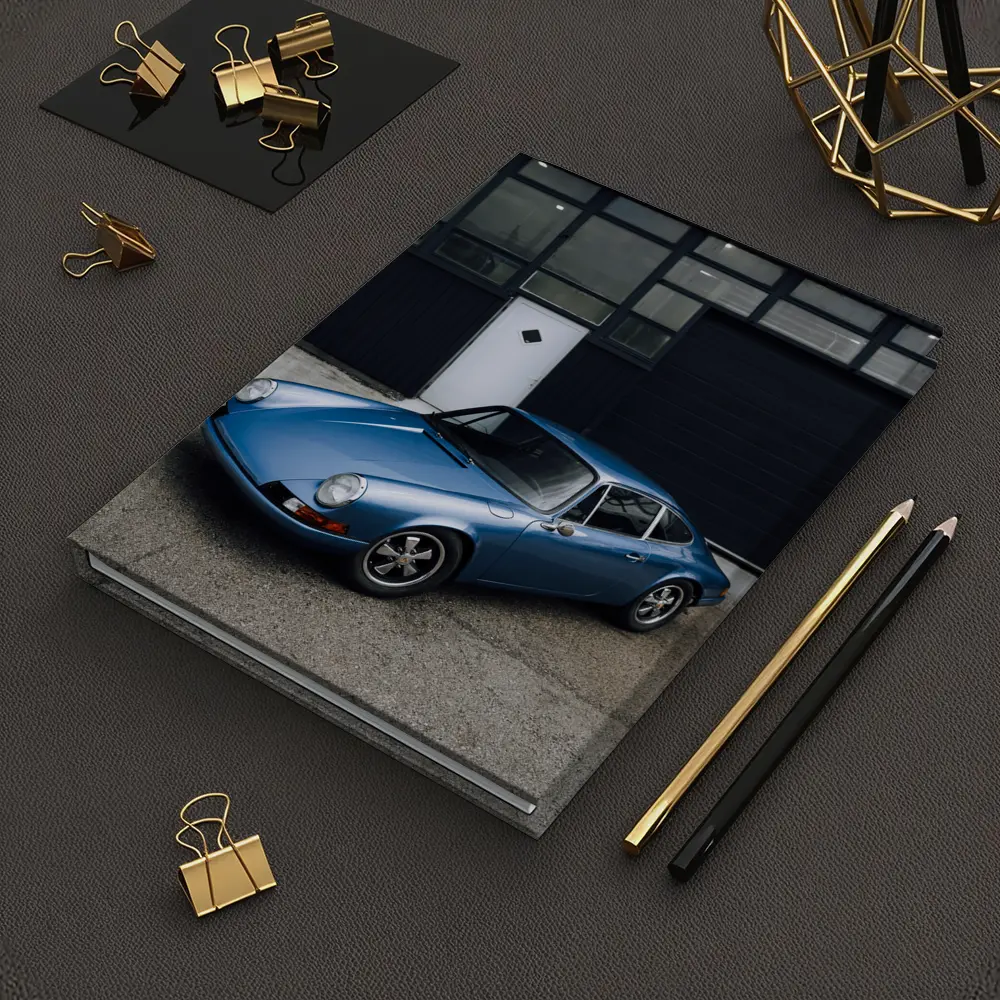 Classic Porsche 911 Blue Industrial Garage – Notebooks