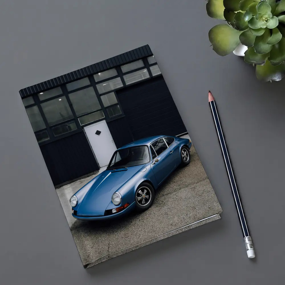 Classic Porsche 911 Blue Industrial Garage – Notebooks