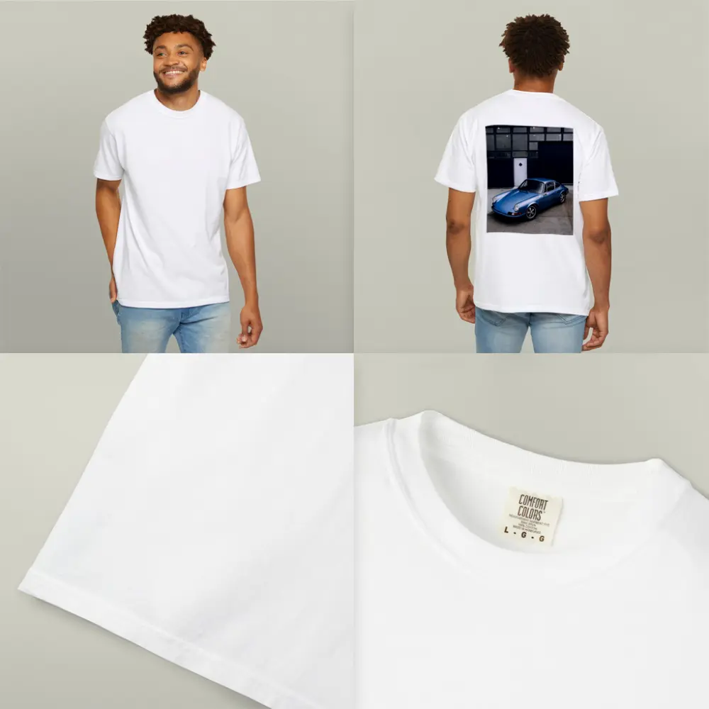 Classic Porsche 911 Blue Industrial Garage – T-Shirts