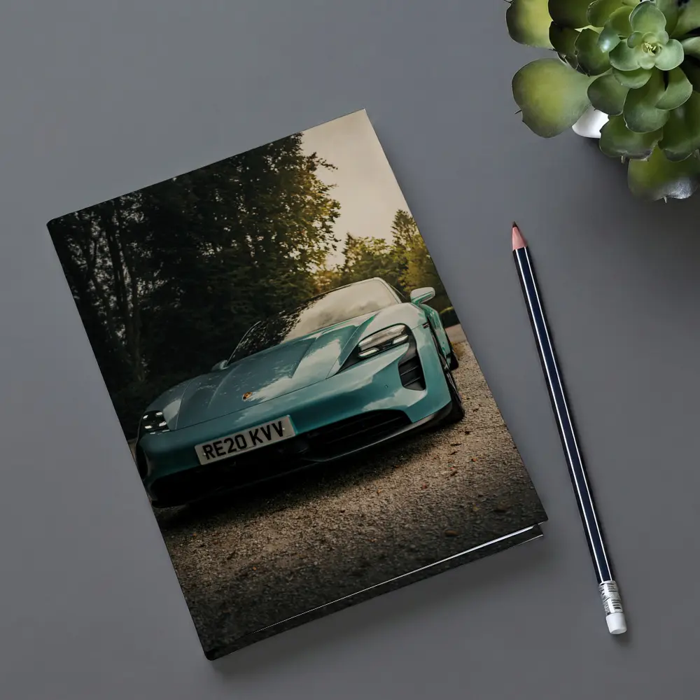 Porsche Taycan Teal Green Gravel Driveway – Notebooks