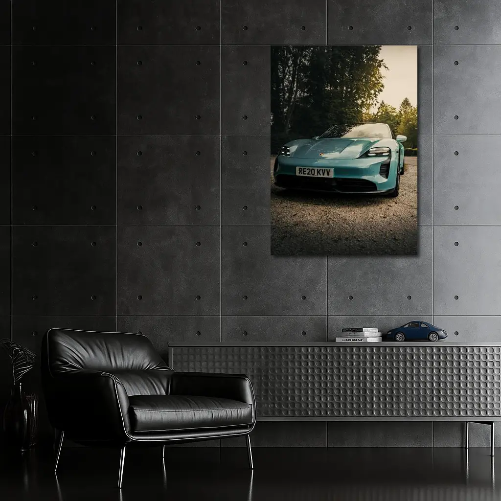 Porsche Taycan Teal Green Gravel Driveway – Wall Art