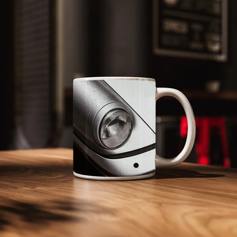 Porsche 911 Headlight Close Up Rainy Day – Mugs