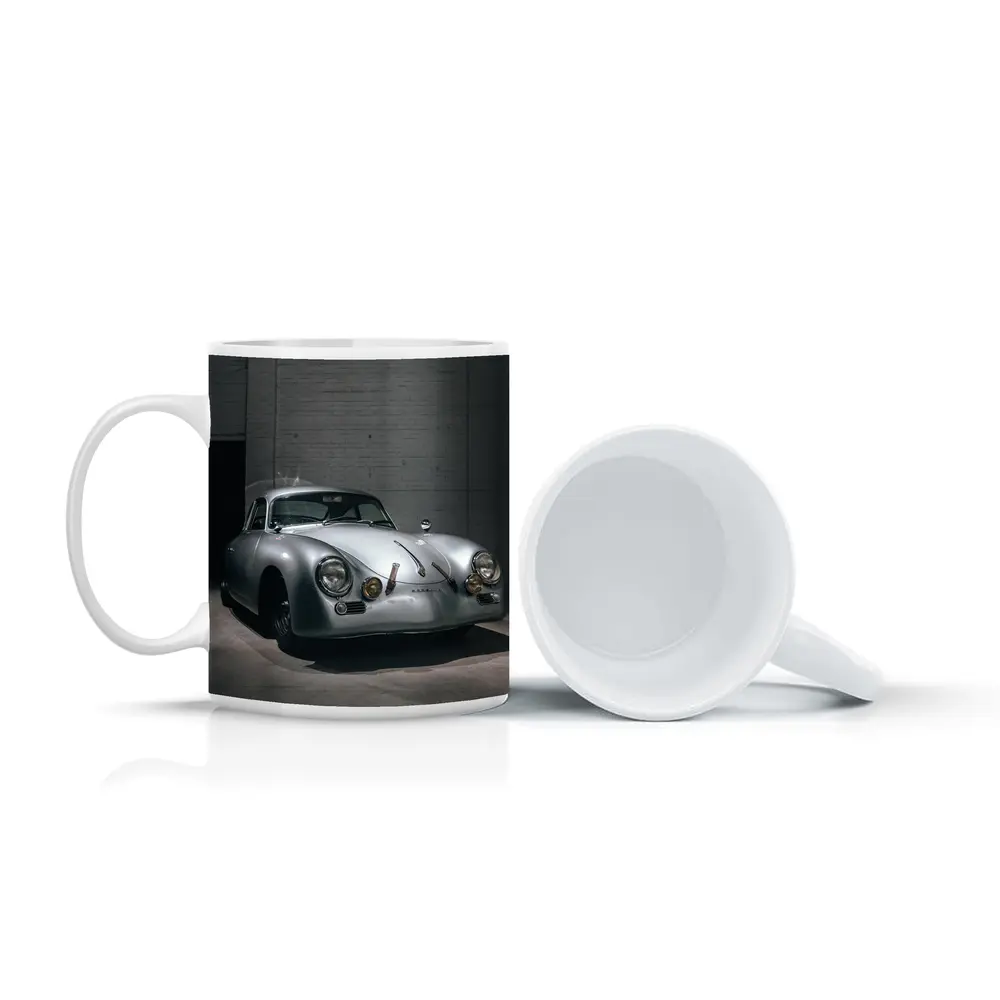 Porsche 356 Silver Classic Car Dark Garage – Mugs