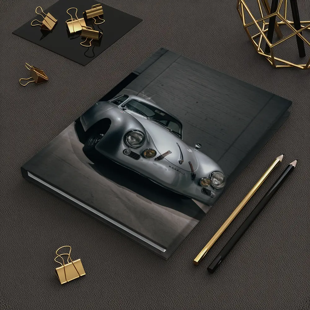 Porsche 356 Silver Classic Car Dark Garage – Notebooks