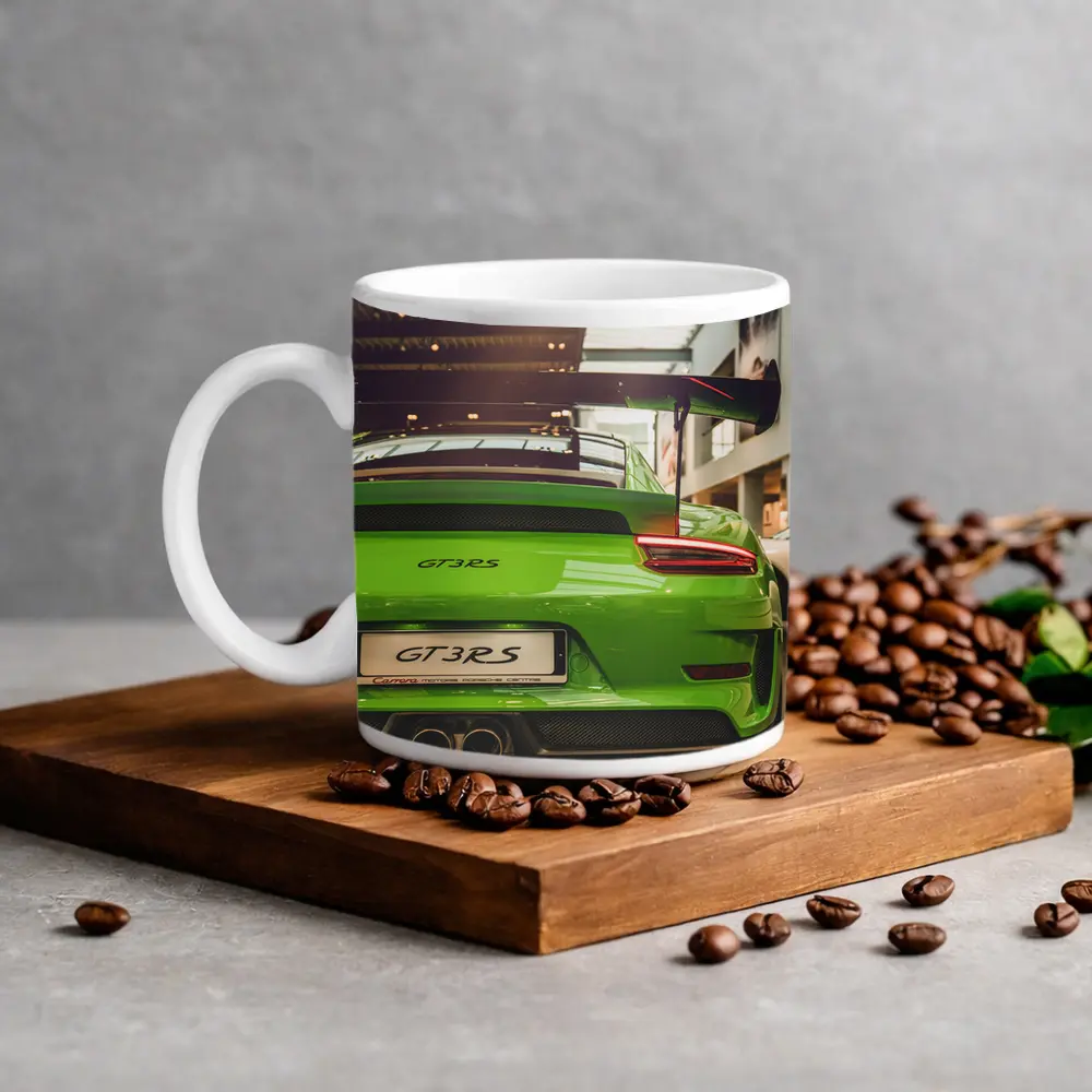 Porsche GT3 RS Green Rear Dealership – Mugs