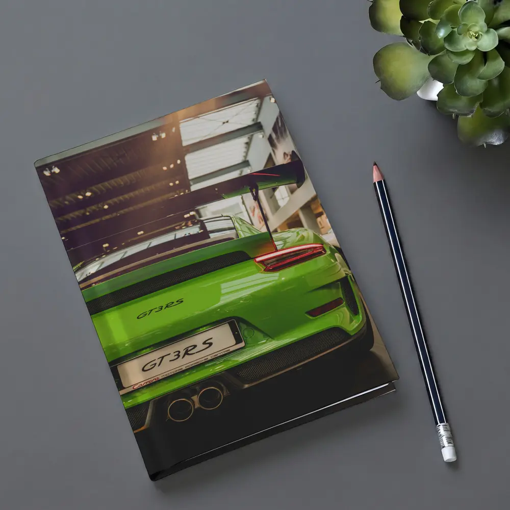 Porsche GT3 RS Green Rear Dealership – Notebooks