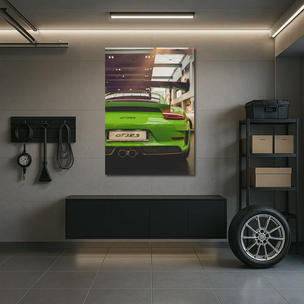 Porsche GT3 RS Green Rear Dealership – Wall Art