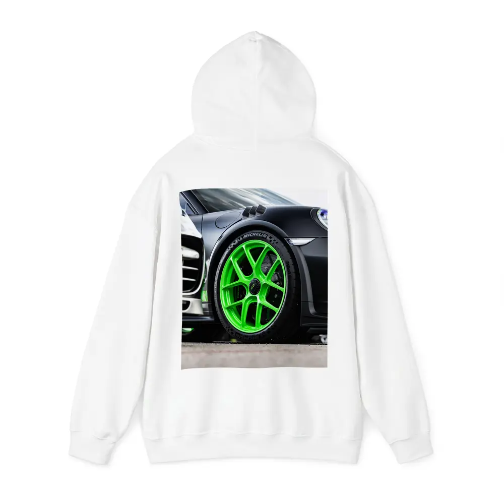Porsche 911 Neon Green Wheels Track Detail – Hoodies