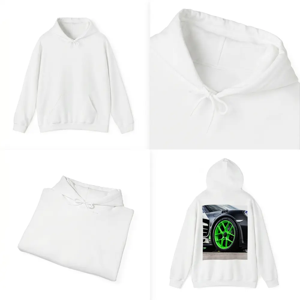 Porsche 911 Neon Green Wheels Track Detail – Hoodies