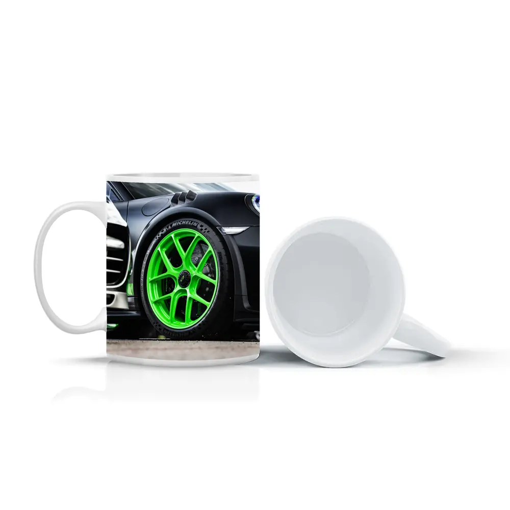 Porsche 911 Neon Green Wheels Track Detail – Mugs