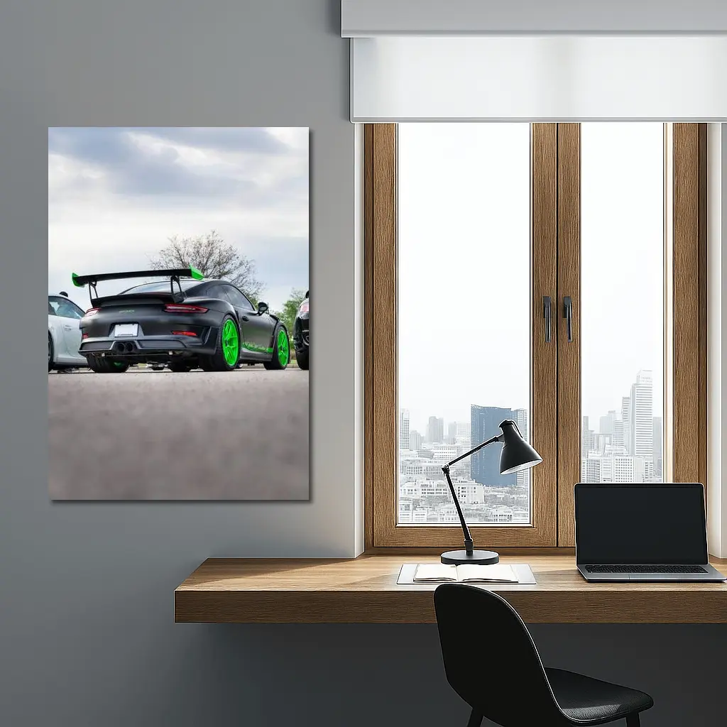 Porsche 911 GT3 RS Matte Black Green – Wall Art