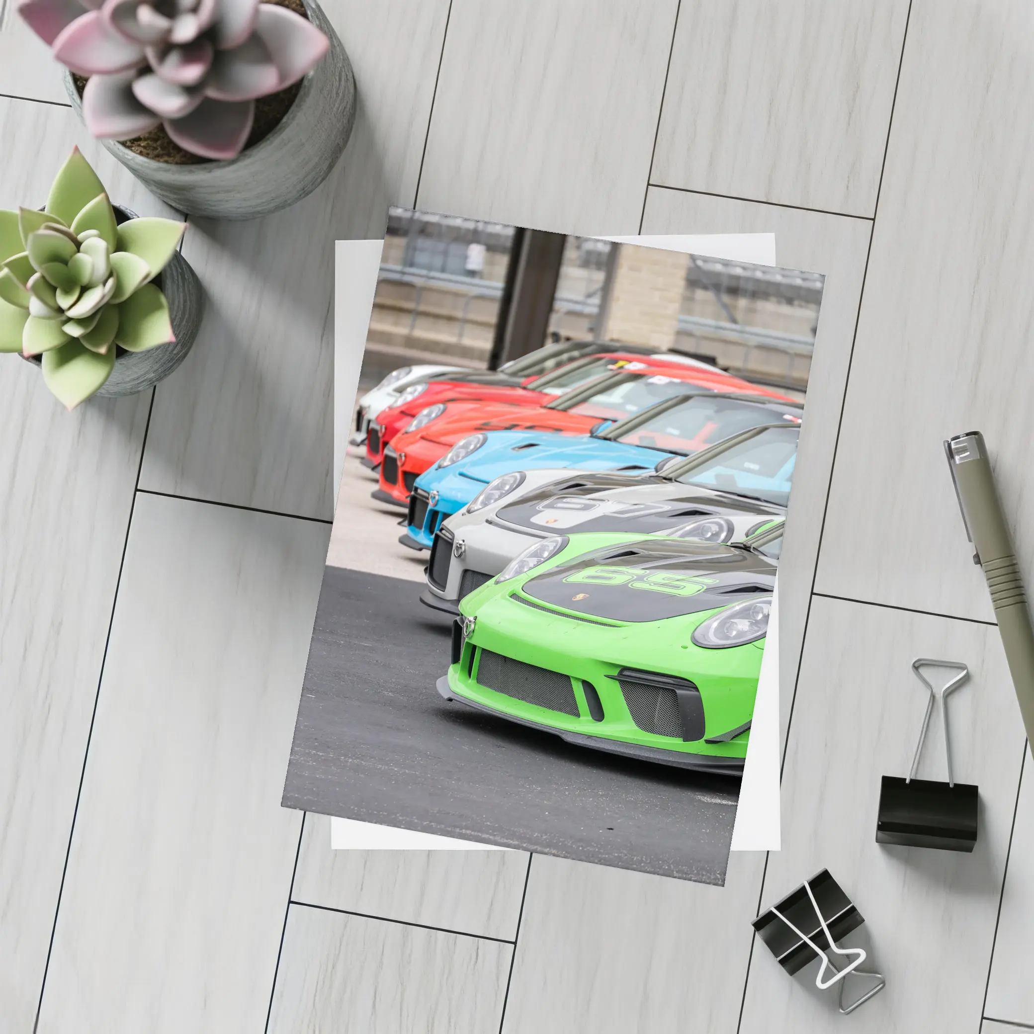 Porsche GT3 RS Cars Lined Up Track – Postcards