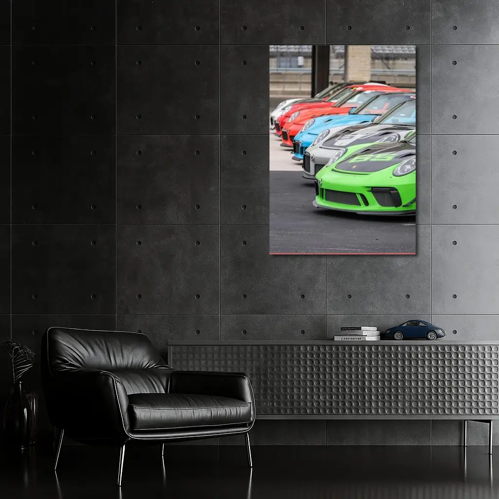 Porsche GT3 RS Cars Lined Up Track – Wall Art