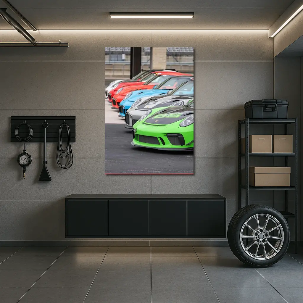 Porsche GT3 RS Cars Lined Up Track – Wall Art