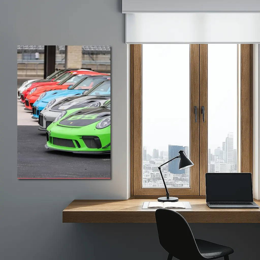 Porsche GT3 RS Cars Lined Up Track – Wall Art