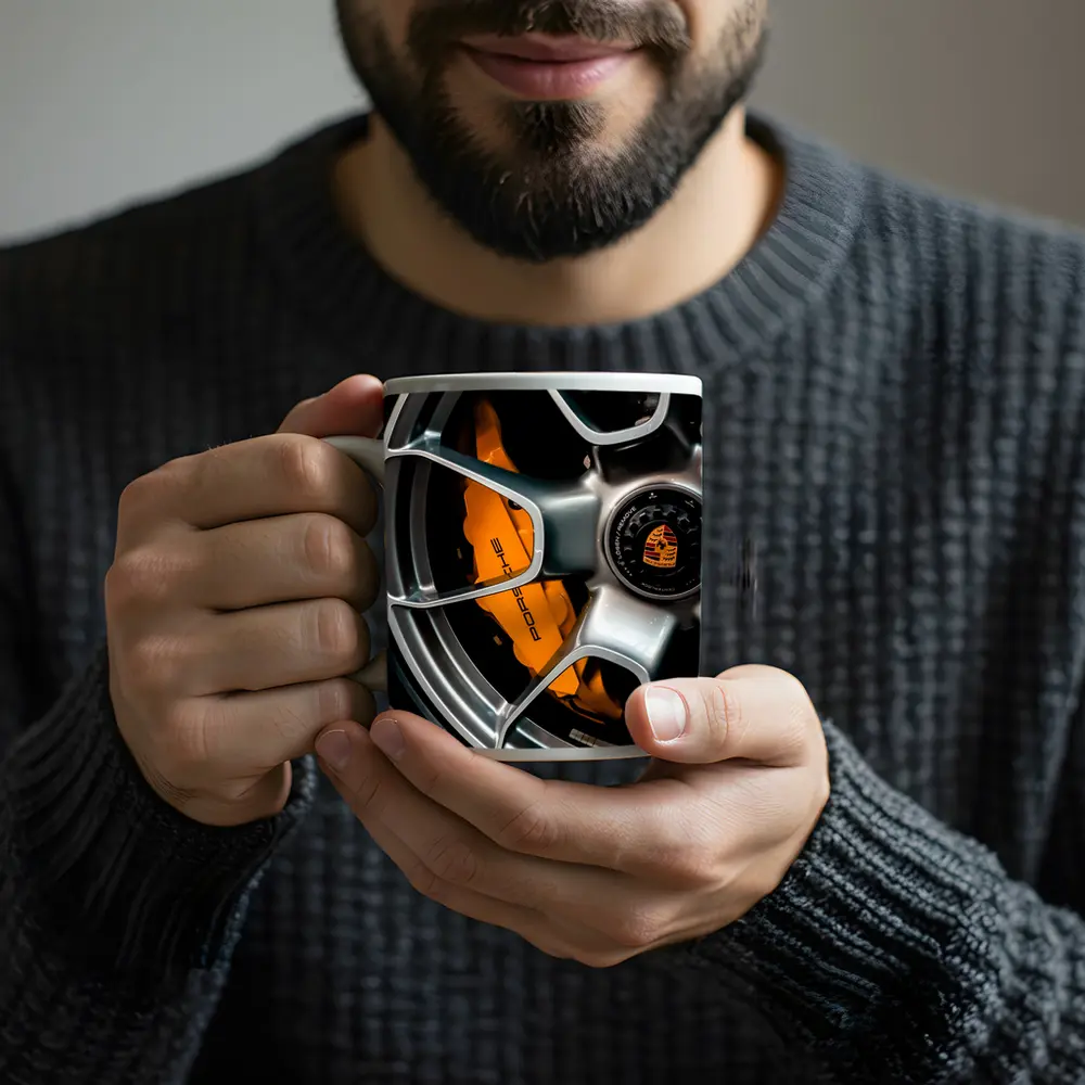 Porsche Orange Brake Caliper Silver Wheel – Mugs