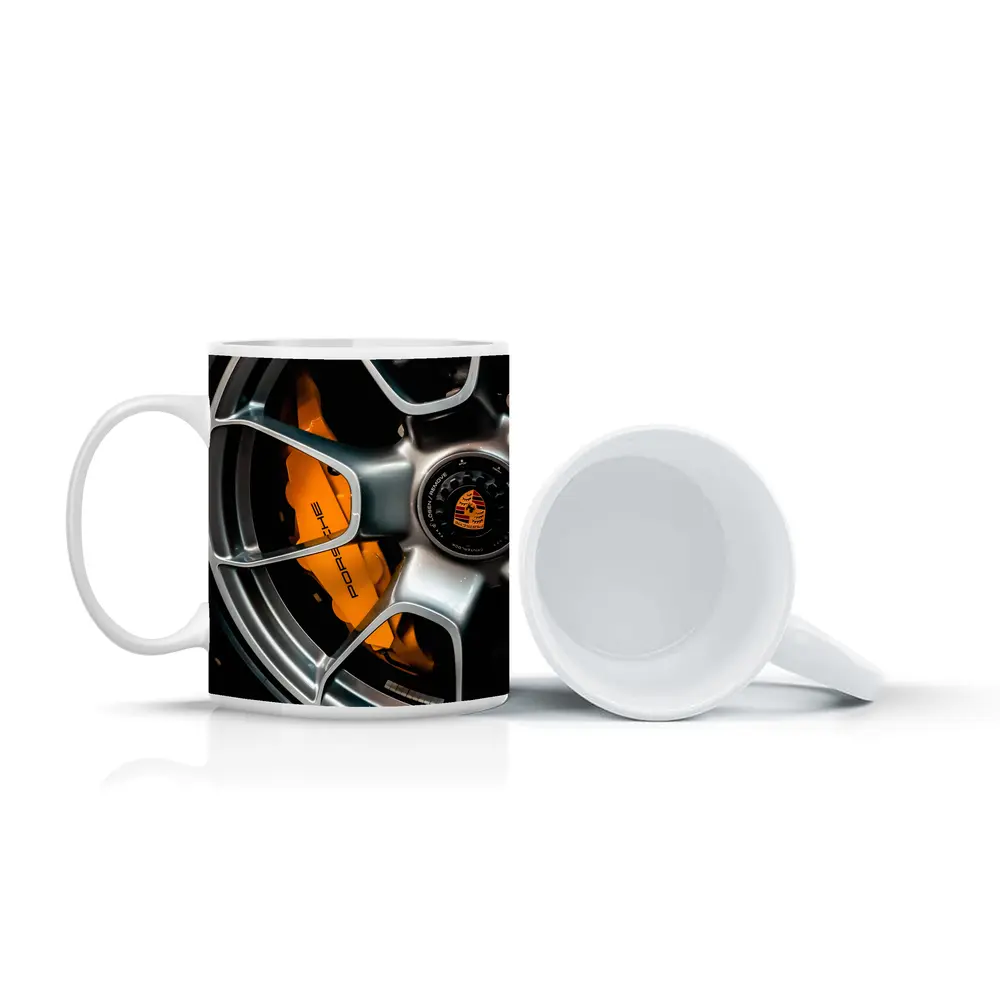 Porsche Orange Brake Caliper Silver Wheel – Mugs
