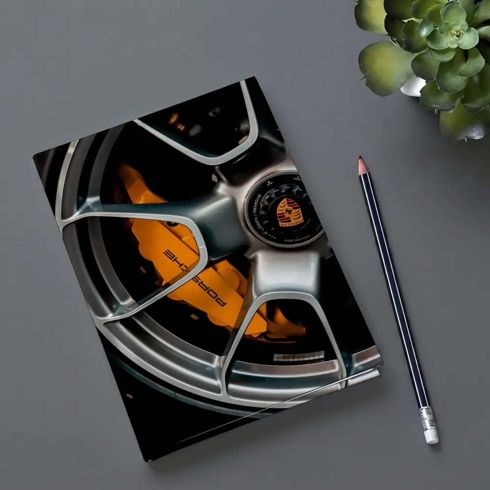 Porsche Orange Brake Caliper Silver Wheel – Notebooks
