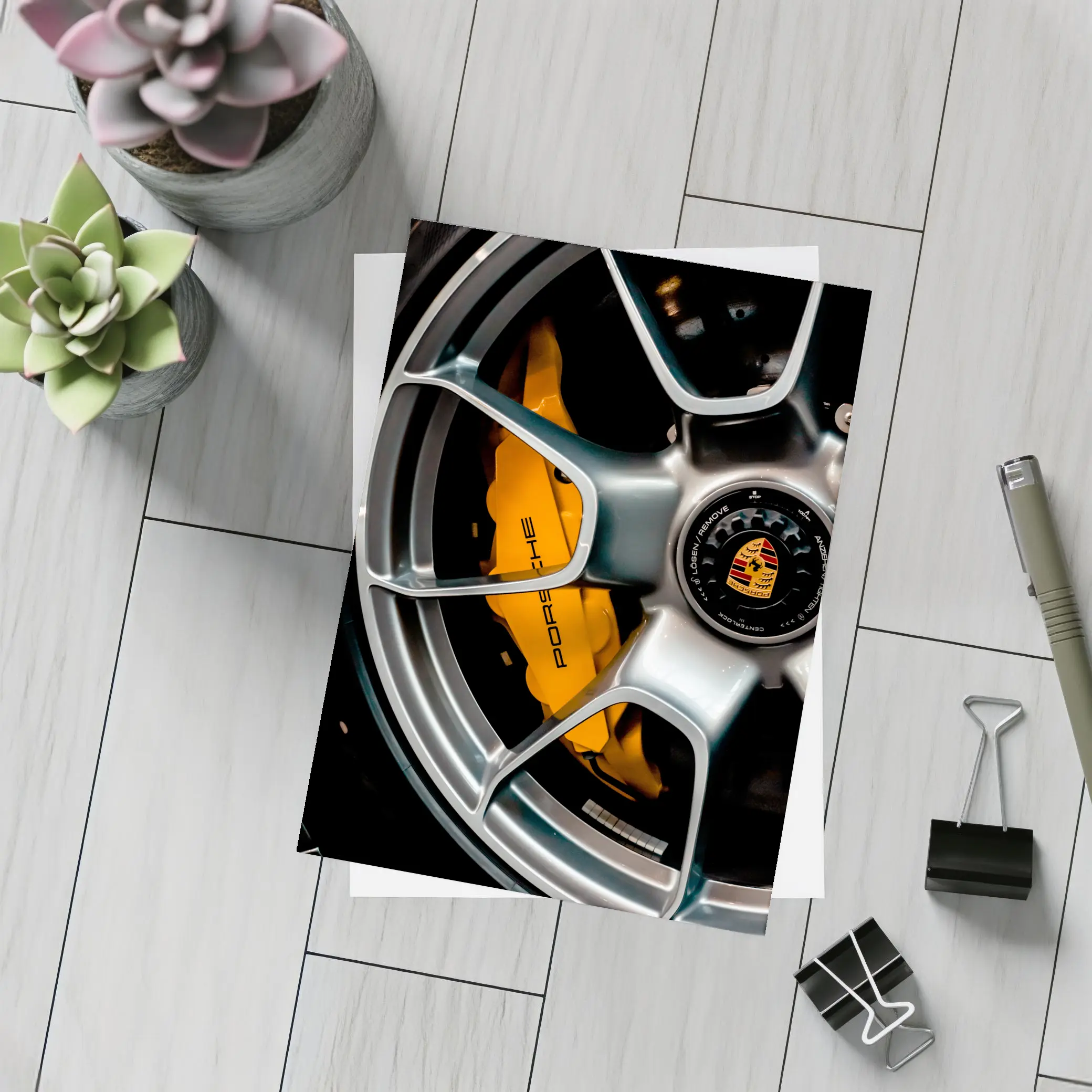 Porsche Orange Brake Caliper Silver Wheel – Postcards