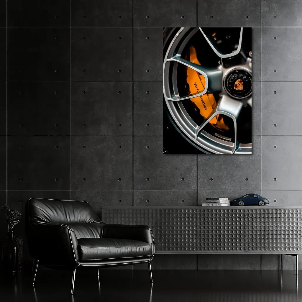 Porsche Orange Brake Caliper Silver Wheel – Wall Art