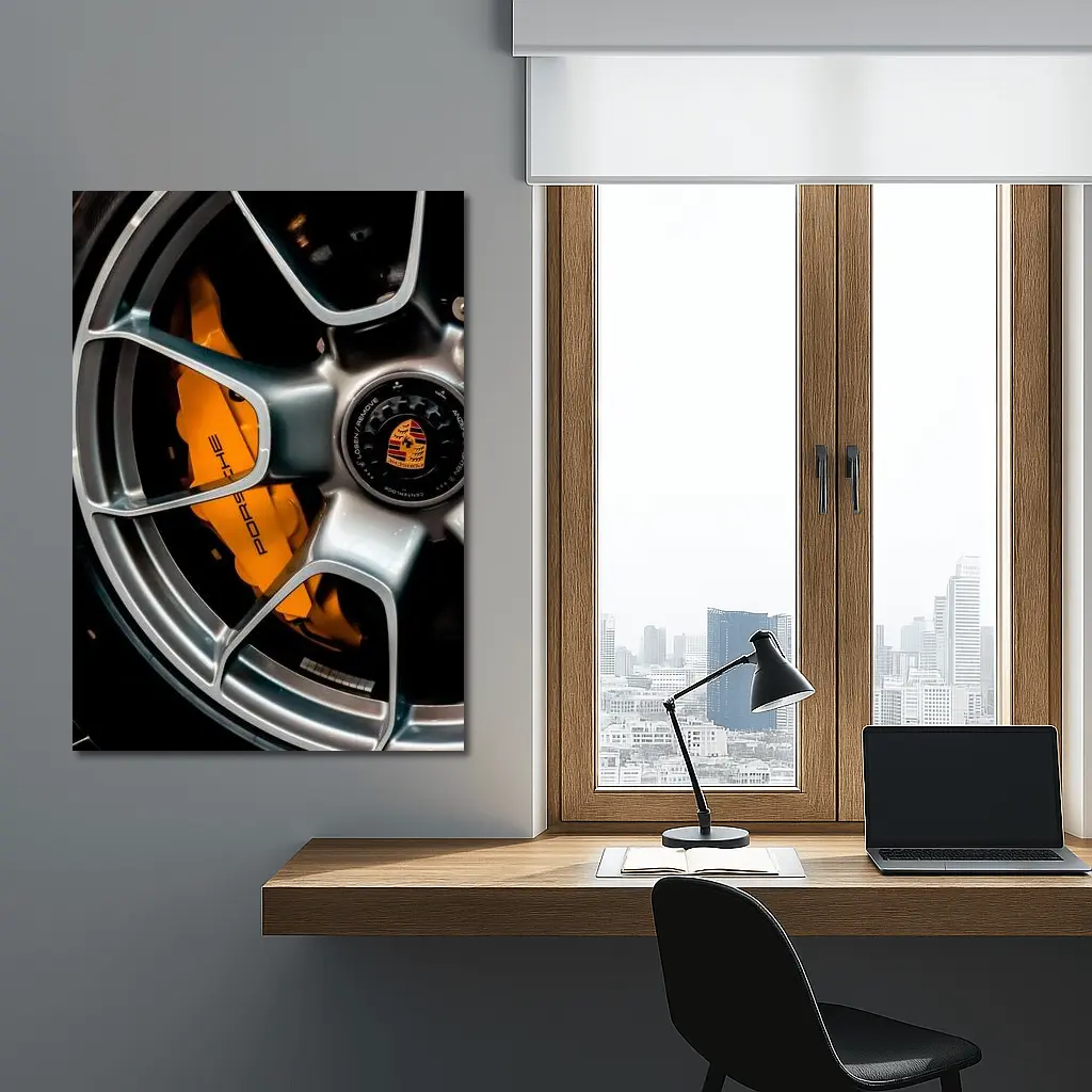 Porsche Orange Brake Caliper Silver Wheel – Wall Art