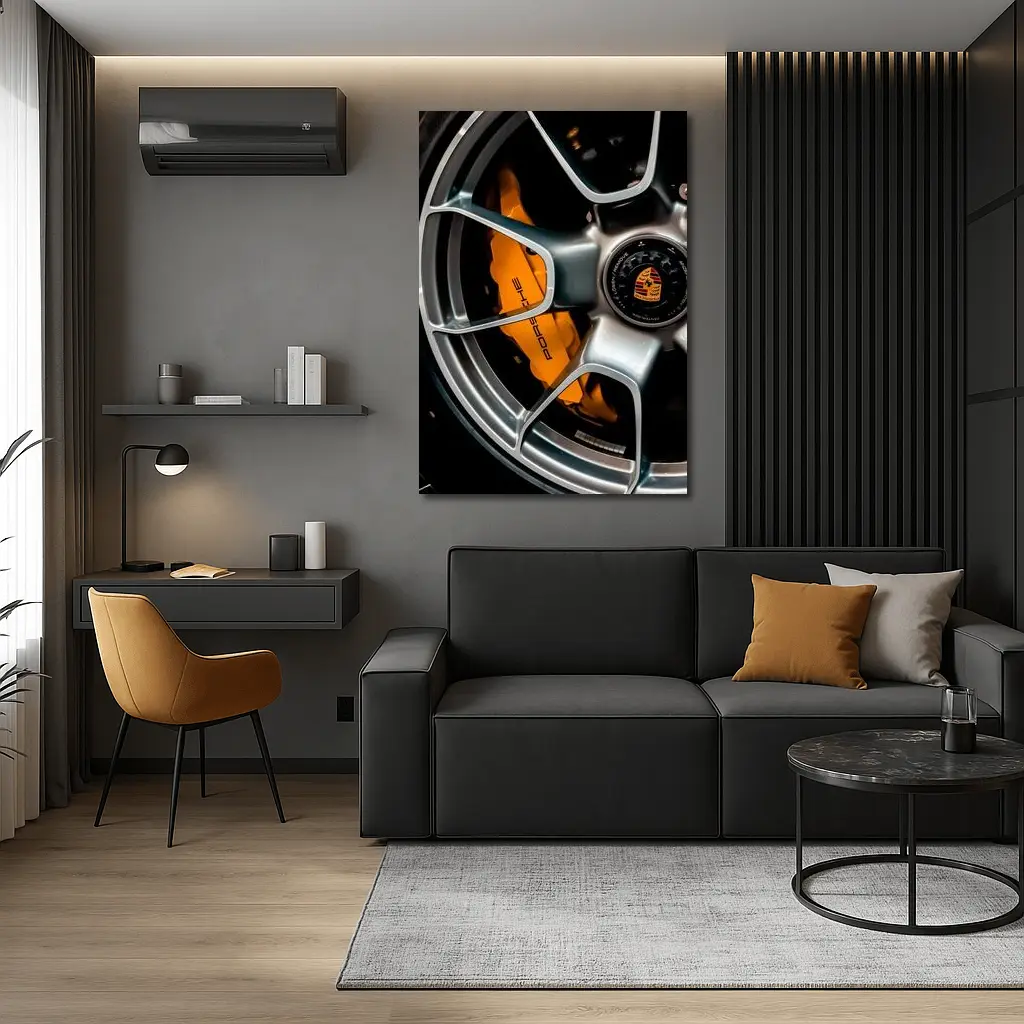 Porsche Orange Brake Caliper Silver Wheel – Wall Art