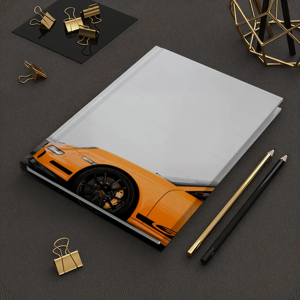 Orange Porsche GT3 Against White Wall – Notebooks