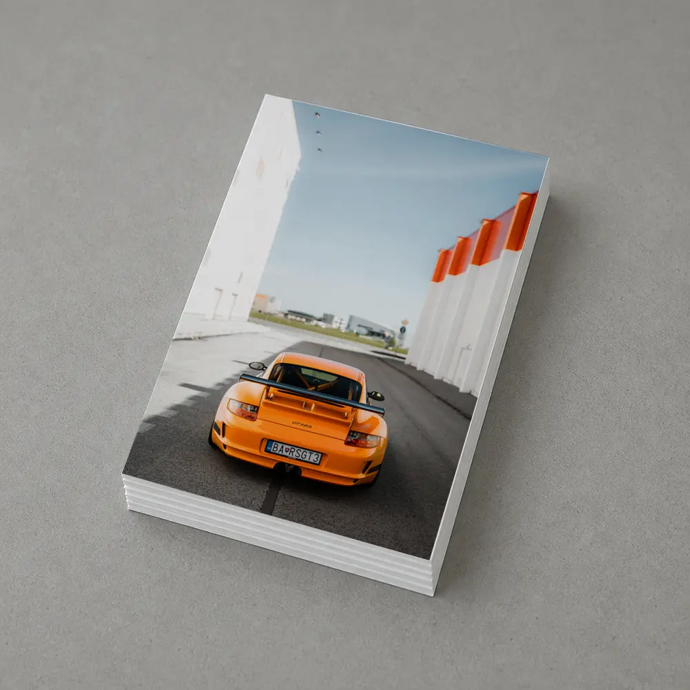 Porsche GT3 RS Orange Rear Street View – Postcards