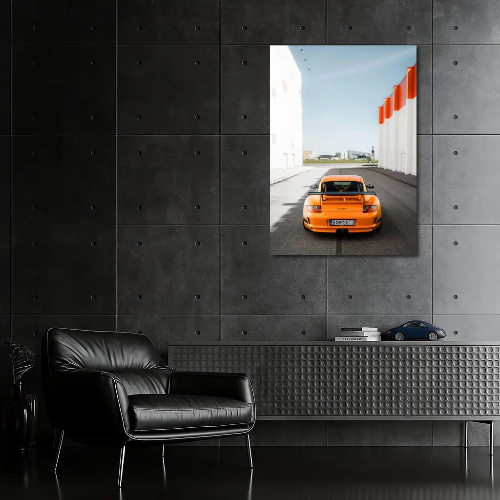 Porsche GT3 RS Orange Rear Street View – Wall Art