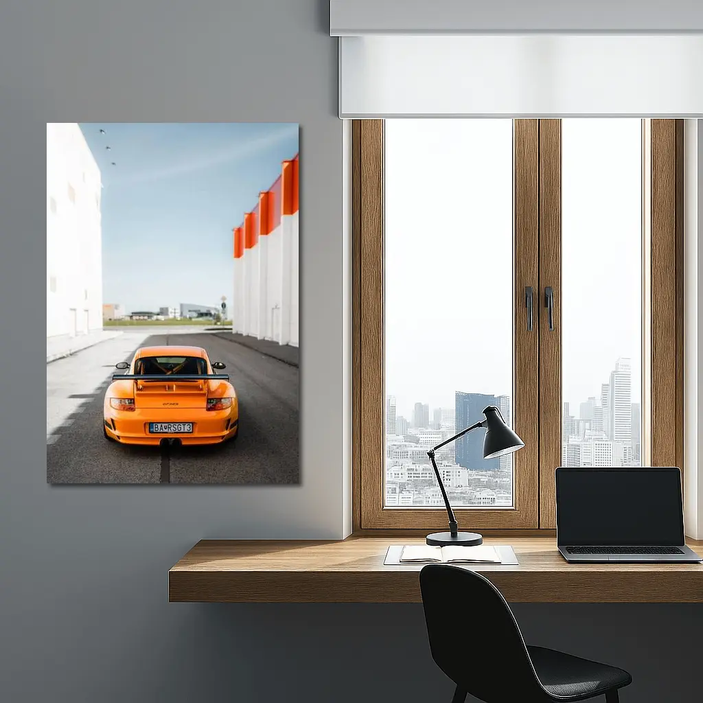 Porsche GT3 RS Orange Rear Street View – Wall Art