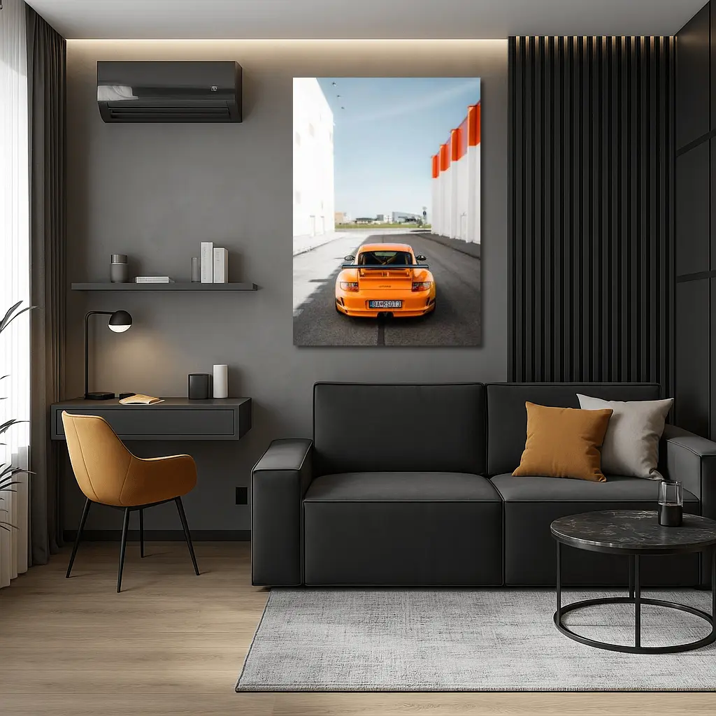 Porsche GT3 RS Orange Rear Street View – Wall Art