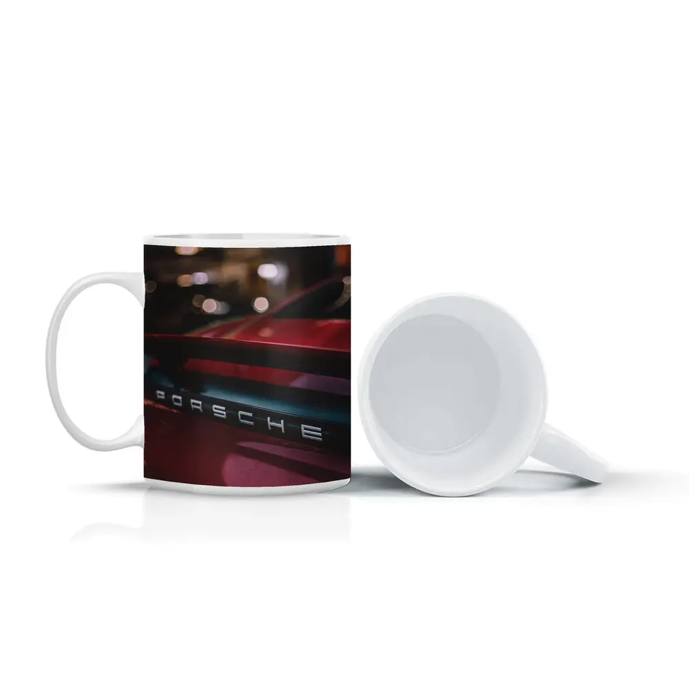 Red Porsche 911 Rear Badge Night City – Mugs